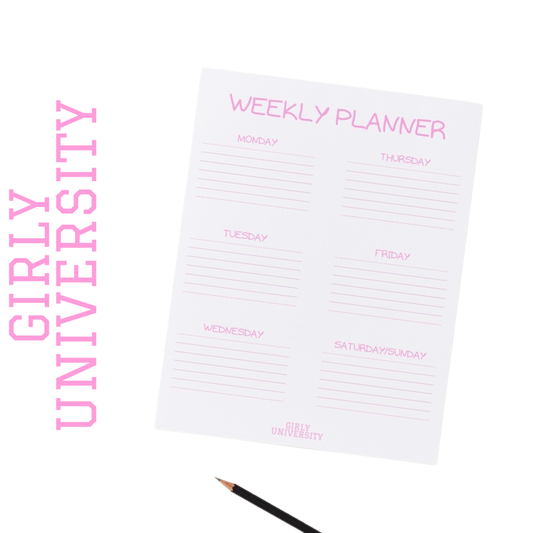 Girly University Weekly Planner – Pink Minimal Stationery