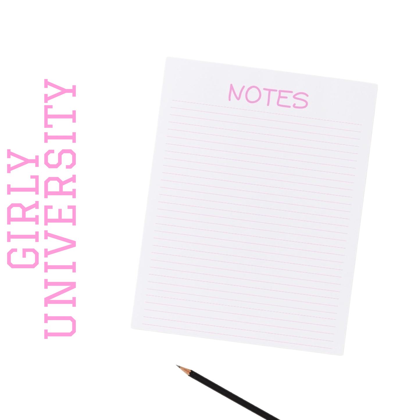 Girly University Lined Notes Pad – Pink Minimal Stationery