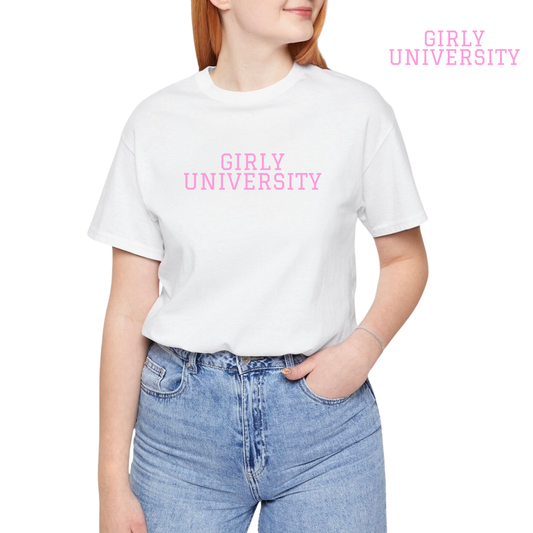 Girly University College Shirt – White & Pink