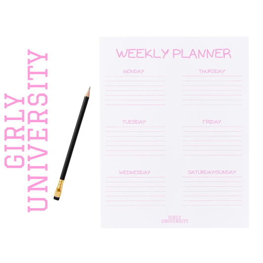 Girly University Weekly Planner – Pink Minimal Stationery